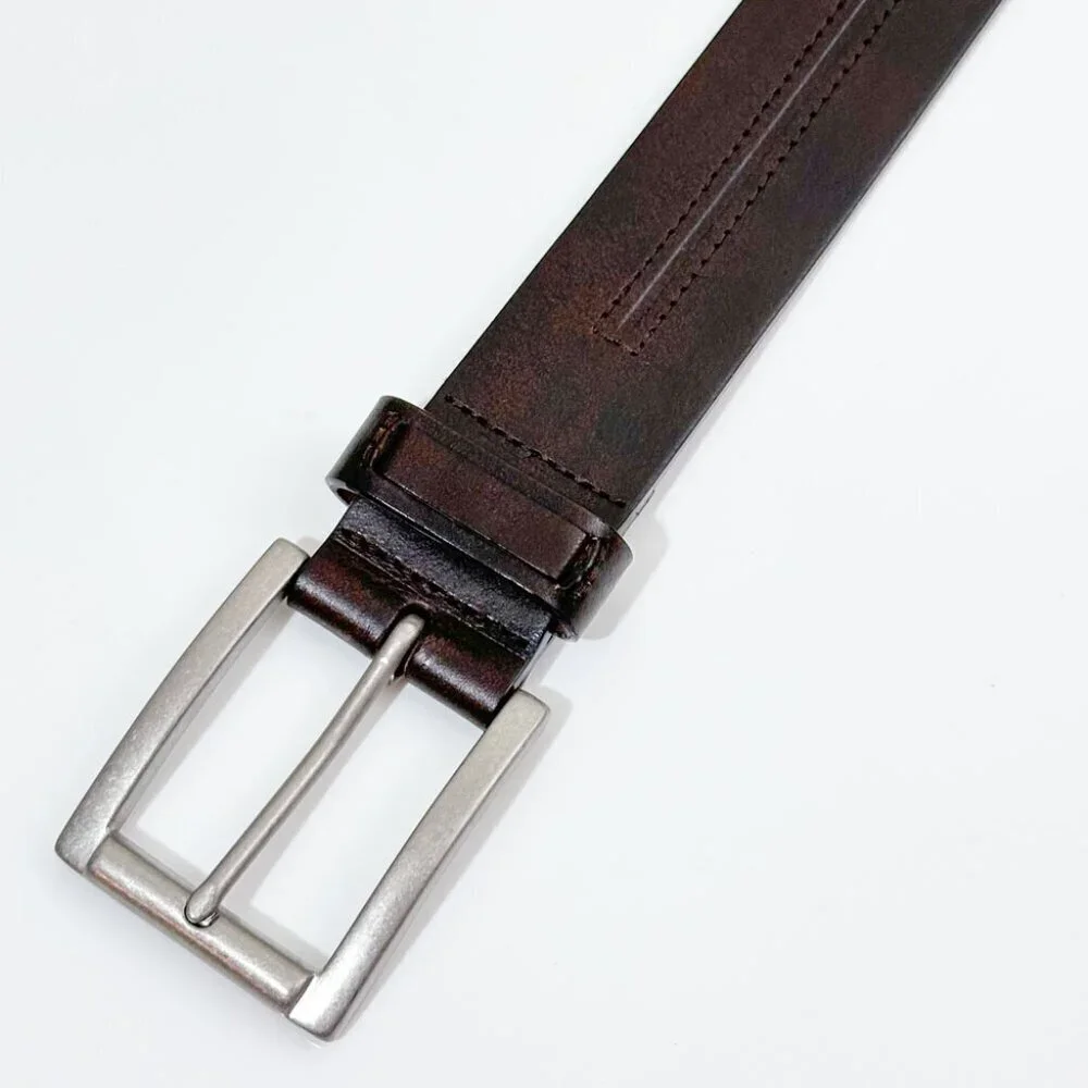 Classic Brown Leather Belt, 1.5 in Wide, 54-58 in Waist.